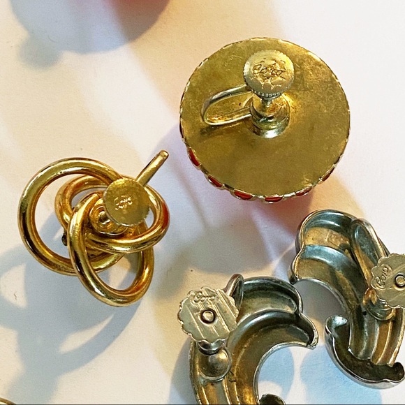 Vintage Coro screw back earring lot 3 sets - Picture 3 of 9
